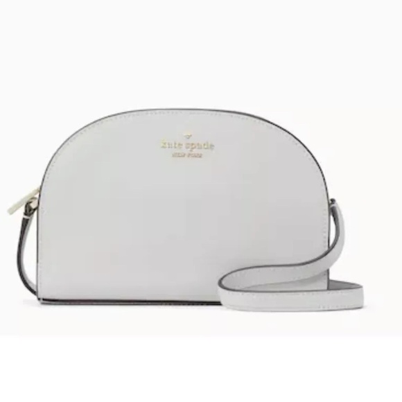 Kate Spade Perry Saffiano Leather Dome Crossbody Stone Path Gray NWT - Picture 2 of 8
